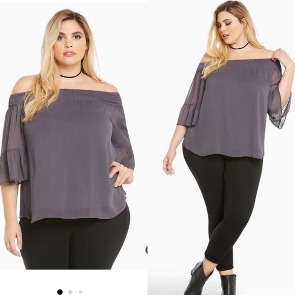 torrid Tops - Torrid 1x CHIFFON OFF SHOULDER TOP
